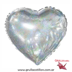 GLOBO CORAZON GLITTER PLATEADO 18"