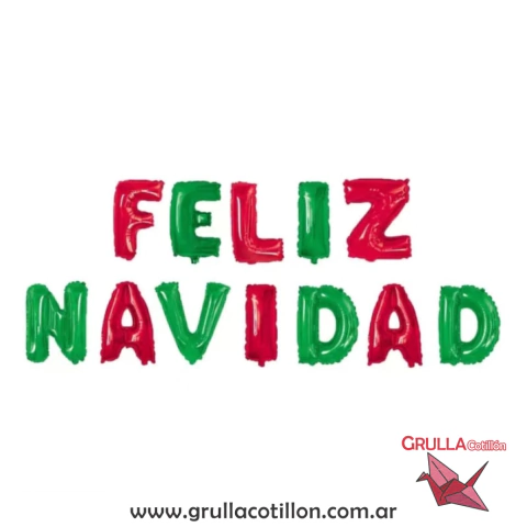 SET GLOBO FRASE FELIZ NAVIDAD ROJO Y VERDE