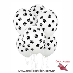 GLOBOS ESTAMPADOS HUELLITAS x5