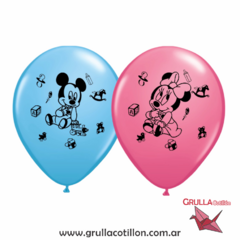 GLOBO ESTAMPADO MICKEY Y MINNIE BEBE x5