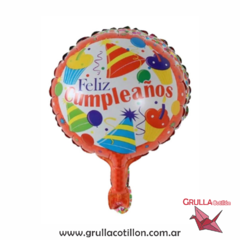 GLOBO MINI FELIZ CUMPLE ROJO 25 cm.