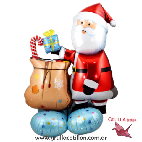 GLOBO SUPER NAVIDAD PAPA NOEL CON BOLSA DE REGALOS 1 metro - comprar online