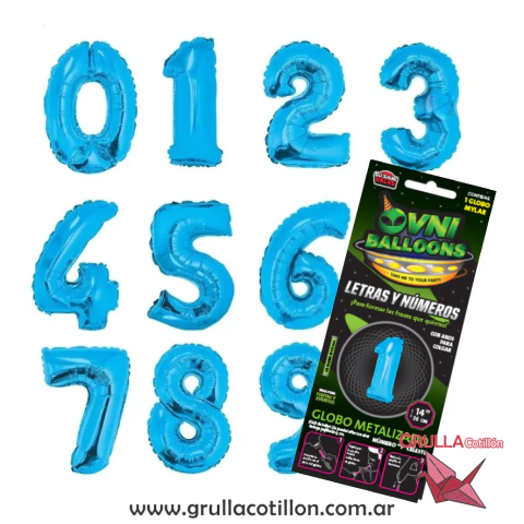 GLOBO NUMERO CELESTE 14"