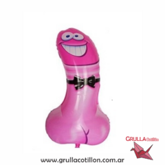 GLOBO FORMA PENE ROSA CON MOÑO 80 cm.