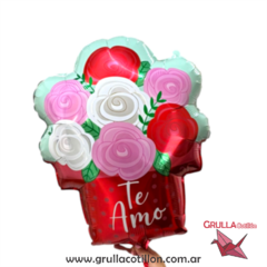 GLOBO FORMA RAMO FLORES TE AMO 55 cm - comprar online