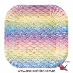 PLATO CUADRADO ESCAMAS SIRENA x8