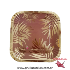 PLATO HOJAS ROSE GOLD Y DORADO x8