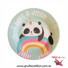 PLATO PANDA Y ARCOIRIS x 6 unidades