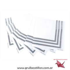 SERVILLETAS BORDES PLATEADOS x12