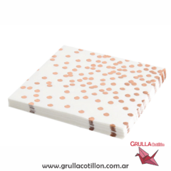 SERVILLETA BLANCA LUNARES ROSE GOLD x20