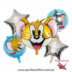 SET 5 GLOBOS TOM Y JERRY (CABEZA RATON)