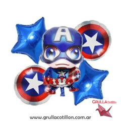 SET 5 GLOBOS CAPITAN AMERICA
