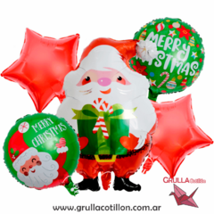 SET 5 GLOBOS NAVIDAD - PAPA NOEL CUERPO