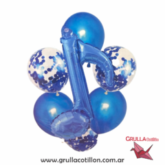 SET 7 GLOBOS NOTA MUSICAL AZUL
