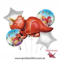 SET 5 GLOBOS DINO TRICERATOPS MARRON