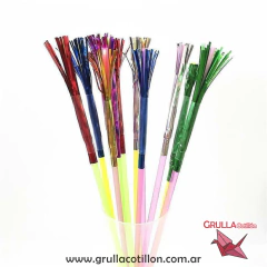 SORBETES APLIQUE FLECOS METALIZADA x12 - GRULLA COTILLÓN