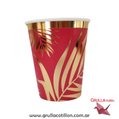 VASO HOJAS ROJO Y DORADO x8