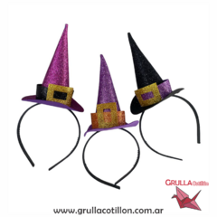 VINCHA GORRO DE BRUJA BONETE CON HEBILLA