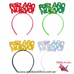 VINCHA FELIZ AÑO NUEVO HOLOGRAFICA (Elegir color)