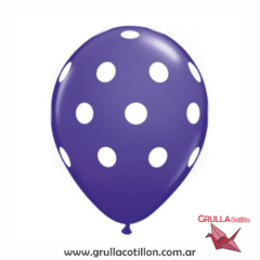 GLOBO VIOLETA CON LUNARES x12