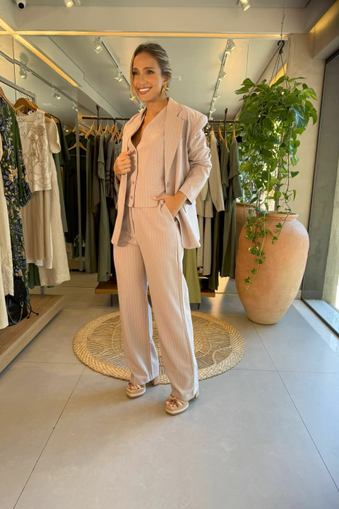 Blazer Risca de Giz Tampa Bolso - comprar online