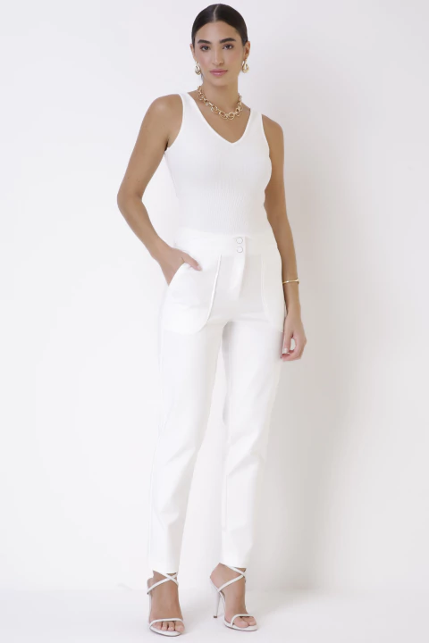 Calça Cigarrete Dense Com Bolso