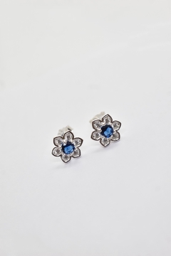 Aros flor de colores con piedra y cubic - comprar online