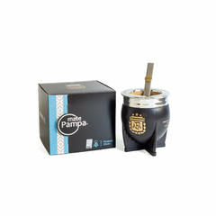 MATE PAMPA XL AFA NEGRO ARO PLATEADO