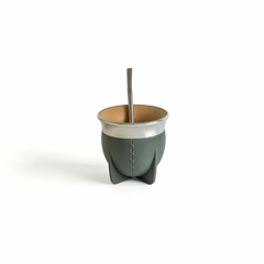 MATE PAMPA TRADICIONAL VERDE OLIVA BOCA ABIERTA - comprar online