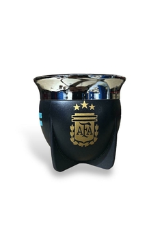 MATE PAMPA TRADICIONAL AFA NEGRO BOCA ABIERTA - comprar online