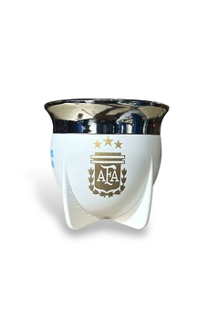 MATE PAMPA TRADICIONAL AFA BLANCO BOCA ABIERTA - comprar online