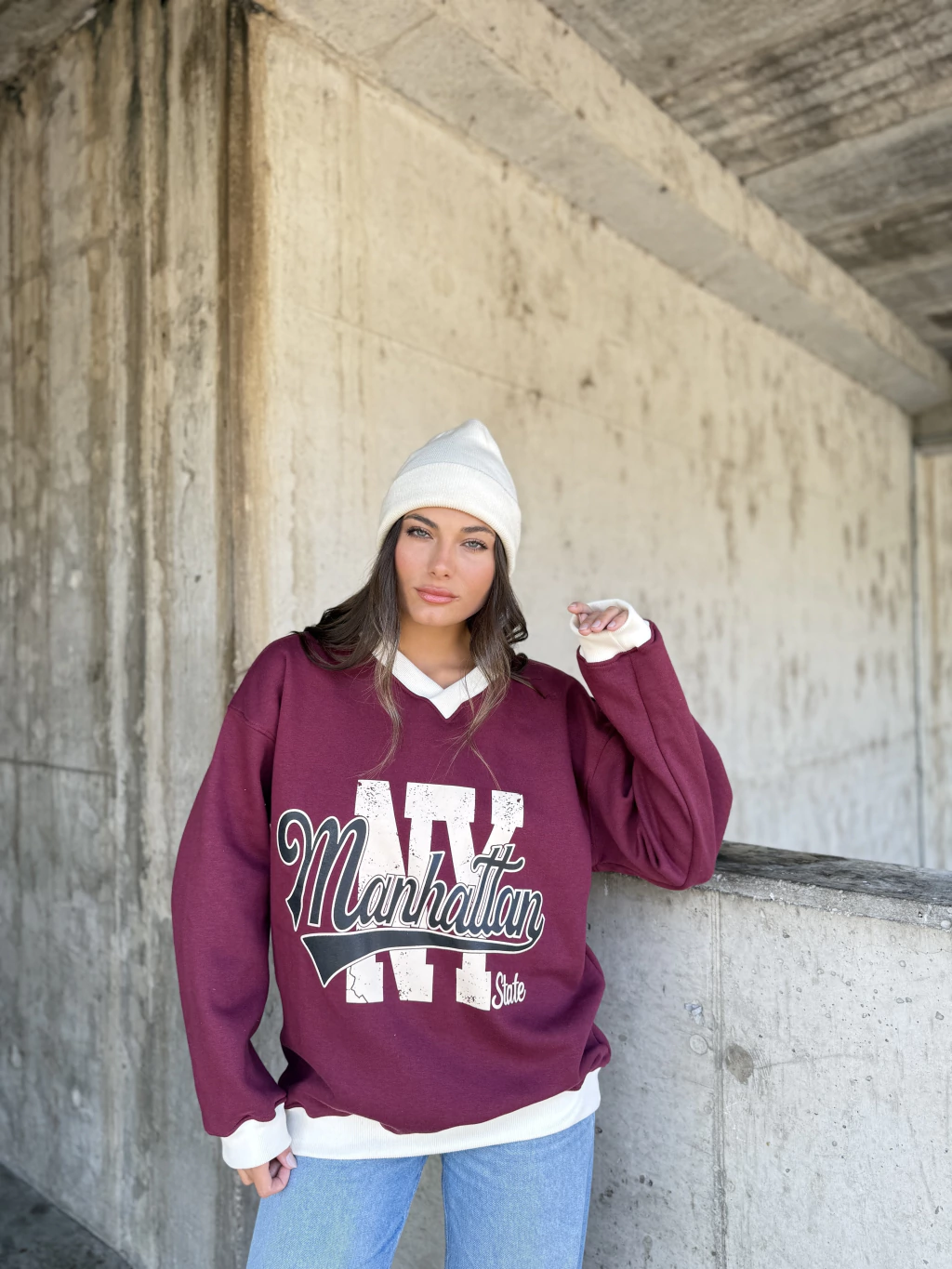 Buzo cuello en V combinado Manhattan / 288