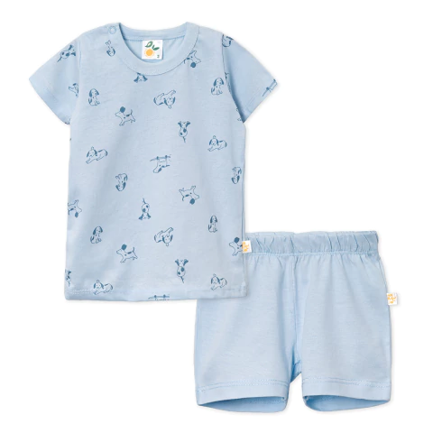 132561 Pijama bb remera perritos y short liso - comprar online