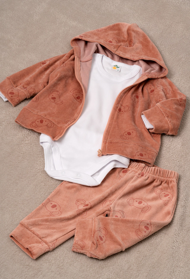 144145 Campera bebe de plush estampada con capucha — imagen 4
