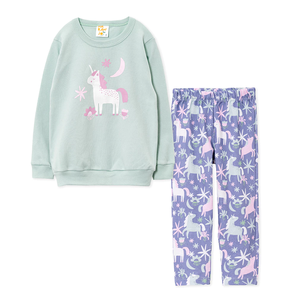 124711 Pijama nena interlock c/estampa unicornios