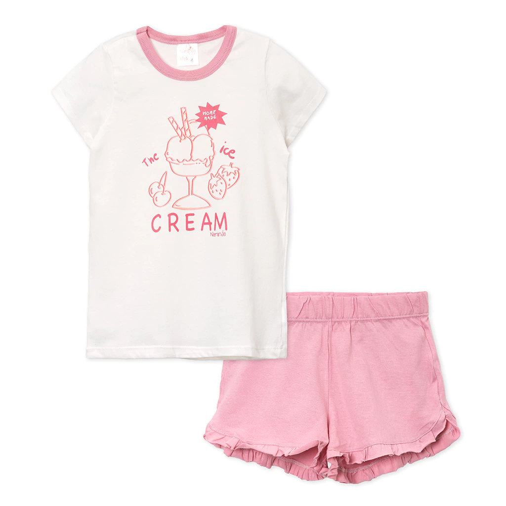 135718 Pijama nena remera c/est y short liso