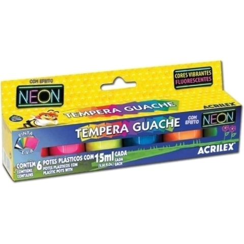 Tinta Guache 15Ml 6 Cores Neon - 01006 Acrilex