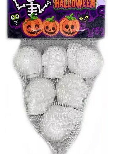 Mini Cranio Branco 6 Un Halloween - 899548 Brasilflex