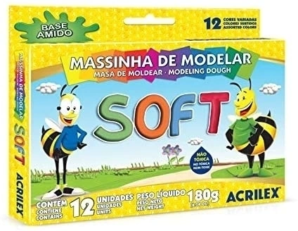 Massa De Modelar 12 Cores Soft Amido 07312 Acrilex