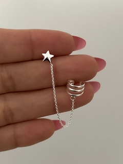 Aro estrella con cadena y cuff triple (unidad)