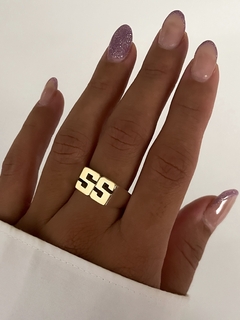 Anillo iniciales recto plata y oro - comprar online