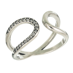anillo cruzado abierto con piedras