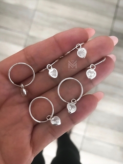 Argolla corazón cristal (par )