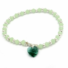 Pulsera bolitas y cristal verde