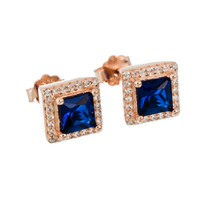 Aros cuadrados plata rose (par)