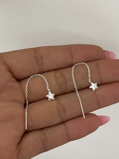Aros colgantes estrellita con piedra (par)