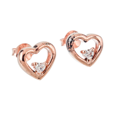 Aros doble corazón con piedrita (par)