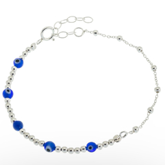 Pulsera bolitas y ojitos azules - comprar online