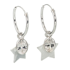 Argollas estrella con piedra blanca (par)