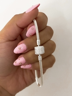 PULSERA CIERRE TAMBOR CON PIEDRAS Y LISO